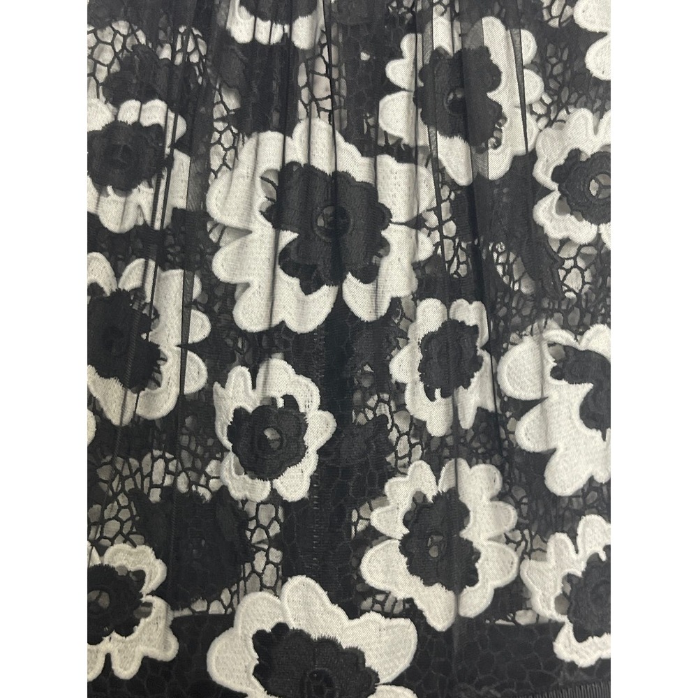 Self Portrait Floral Guipure 
ORGANDY OVERLAY LACE Dress Ivory Blk Gown SZ SM - Picture 7 of 12